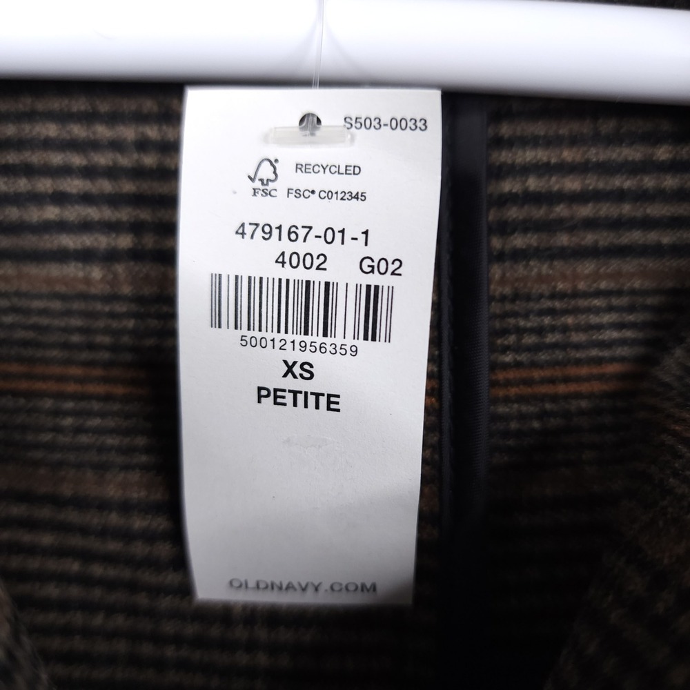 Old Navy Womens XS Petite Relaxed Unlined Blazer Brown Plaid Jacket New - Picture 3 of 16